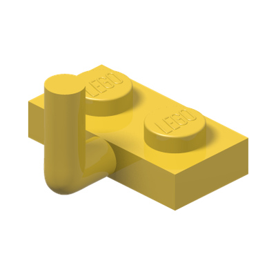 PLATE 1X2 W. VERTICAL SCHAFT · Bright Yellow (réf. BrickLink Yellow)