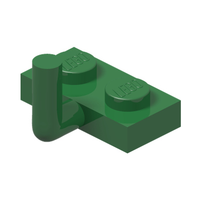 PLATE 1X2 W. VERTICAL SCHAFT · Dark Green (réf. BrickLink Green)