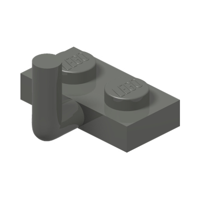 PLATE 1X2 W. VERTICAL SCHAFT · Dark Stone Grey (réf. BrickLink Dark Bluish Gray)