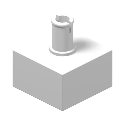 Brick, Modified 2 x 2 No Studs, Top Pin · Réf. BrickLink 4729 · Couleur BrickLink : White