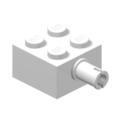 Brick, Modified 2 x 2 with Pin and No Axle Hole · Réf. BrickLink 4730 · Couleur BrickLink : White