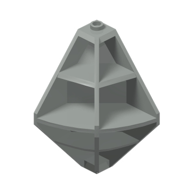 Panel 4 x 4 x 6 Corner Convex Ribbed · Réf. BrickLink 4737 · Couleur BrickLink : Light Gray