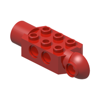 Technic, Brick Modified 2 x 3 with Pin Holes, Rotation Joint Ball Half Vertical, and Rotation Joint Socket · Réf. BrickLink 47432 · Couleur BrickLink : Red
