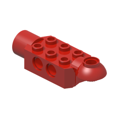 Technic, Brick Modified 2 x 3 with Pin Holes, Rotation Joint Ball Half Horizontal, and Rotation Joint Socket · LEGO 4585455 (réf. BrickLink 47454) · Couleur BrickLink : Red