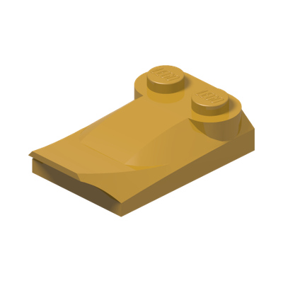Slope, Curved 3 x 2 x 2/3 with 2 Studs, Wing End · Couleur BrickLink : Pearl Gold