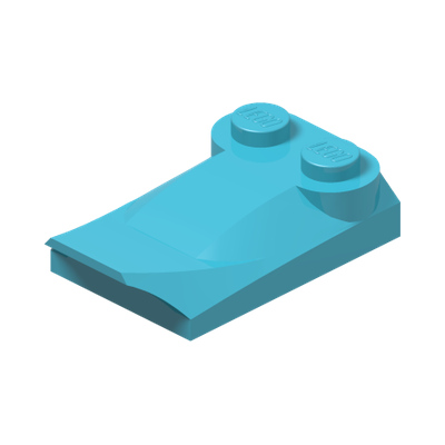 PLATE W. BOWS 2X3½ · Medium Azur (réf. BrickLink Medium Azure)