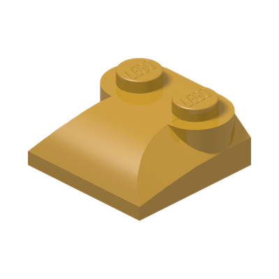PLATES W. BOWS 2X2 · Warm Gold (réf. BrickLink Pearl Gold)