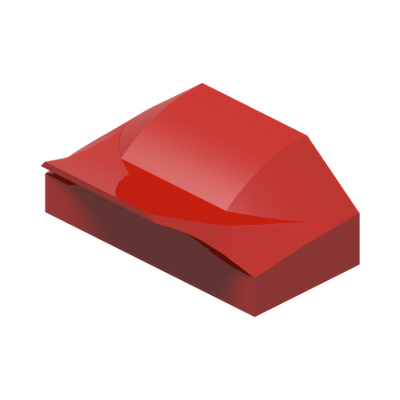 PLATE W. BOWS 2X1½ · LEGO 6375708 (réf. BrickLink 47458) · Bright Red (réf. BrickLink Red)