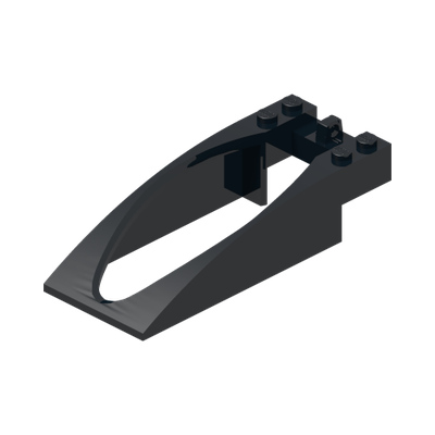Windscreen 10 x 4 x 2 Curved with Bubble Cutout and Single Hinge Finger · LEGO 4254937 (réf. BrickLink 47843) · Couleur BrickLink : Black