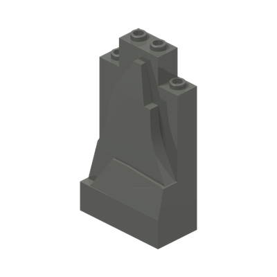 WALL ELEMENT 2X4X6, MOUNTAIN · LEGO 4513326 (réf. BrickLink 47847) · Dark Stone Grey (réf. BrickLink Dark Bluish Gray)