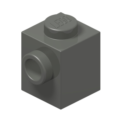 BRICK 1X1 W. 2 KNOBS · Dark Stone Grey (réf. BrickLink Dark Bluish Gray)