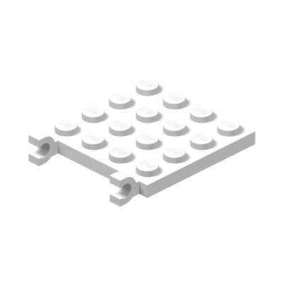 Plate, Modified 4 x 4 with 2 Clips (Horizontal Grip) · LEGO 4651885 (réf. BrickLink 47998) · Couleur BrickLink : White