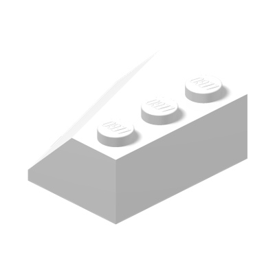 RIGHT ROOF TILE 3X3, DEG. 45/18/45 · LEGO 6254602 (réf. BrickLink 48165) · White (réf. BrickLink White)