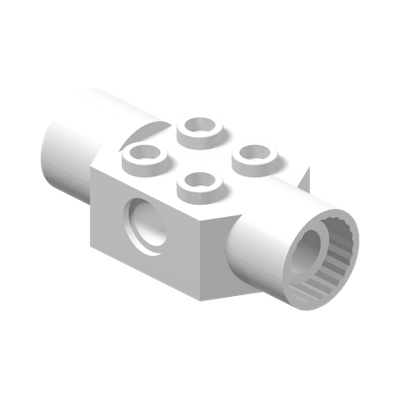 Technic, Brick Modified 2 x 2 with Pin Hole and 2 Rotation Joint Sockets · LEGO 6097288 (réf. BrickLink 48172) · Couleur BrickLink : White