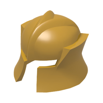DARK KNIGHT HELMET · LEGO 6291401 (réf. BrickLink 48493) · Warm Gold (réf. BrickLink Pearl Gold)
