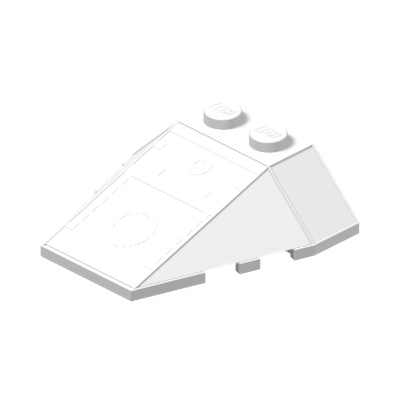 ROOF TILE 4X2/18° W/COR. · LEGO 6299775 (réf. BrickLink 48933) · White (réf. BrickLink White)