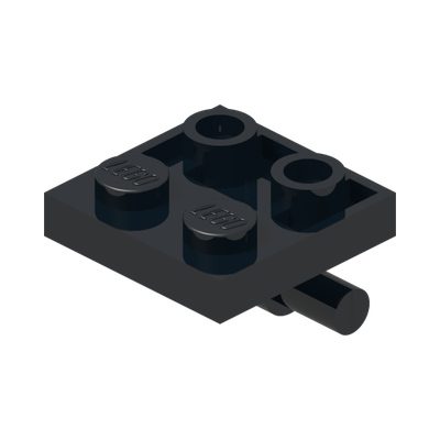 PLATE 2X2 W/ HOR. 3.2 SHAFT · Black (réf. BrickLink Black)