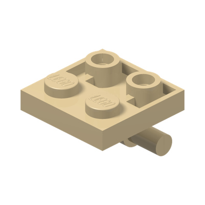 PLATE 2X2 W/ HOR. 3.2 SHAFT · Brick Yellow (réf. BrickLink Tan)