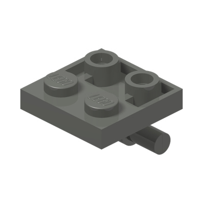 PLATE 2X2 W/ HOR. 3.2 SHAFT · Dark Stone Grey (réf. BrickLink Dark Bluish Gray)