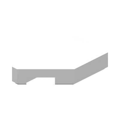 TILE 1X2, DEG. 45, CUT, LEFT · LEGO 6510126 (réf. BrickLink 5091) · White (réf. BrickLink White)