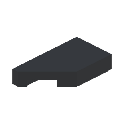 TILE 1X2, DEG. 45, CUT, LEFT · Black (réf. BrickLink Black)