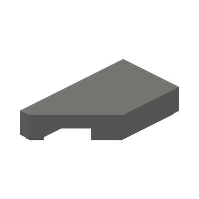 TILE 1X2, DEG. 45, CUT, LEFT · Dark Stone Grey (réf. BrickLink Dark Bluish Gray)