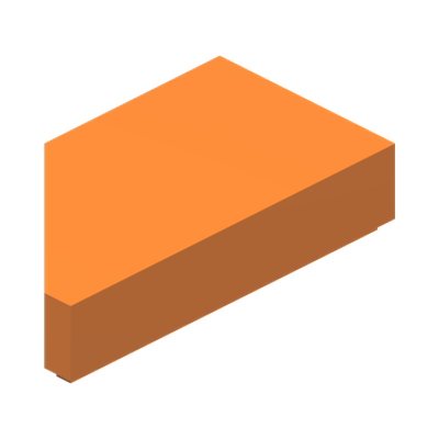 TILE 1X2, DEG. 45, CUT, RIGHT · Bright Orange (réf. BrickLink Orange)