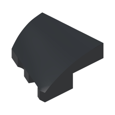 PLATE 2X2X2/3, HALF BOW W/ CUT, RIGHT · LEGO 6513908 (réf. BrickLink 5093) · Black (réf. BrickLink Black)