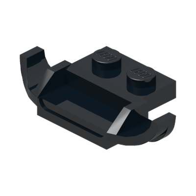 Plate 1x2 w. spoiler · LEGO 4504187 (réf. BrickLink 50949) · Black (réf. BrickLink Black)