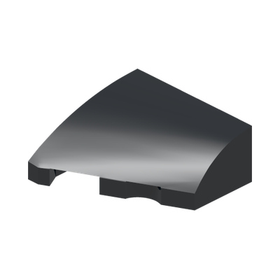 PLATE 2X2X2/3, HALF BOW, W/ CUT, LEFT · LEGO 6507846 (réf. BrickLink 5095) · Black (réf. BrickLink Black)