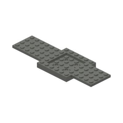 Vehicle, Base 6 x 16 x 2/3 with 4 x 4 Recessed Center and 4 Holes · LEGO 4259901 (réf. BrickLink 52037) · Couleur BrickLink : Dark Bluish Gray