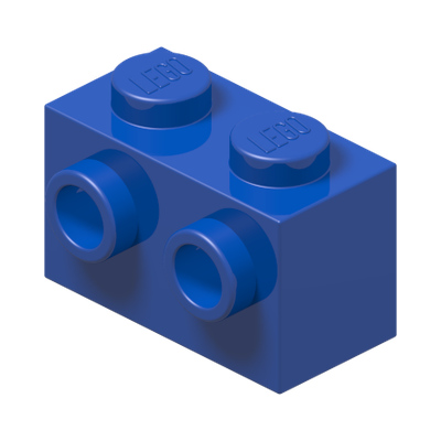 BRICK 1X2 W. FOUR KNOBS · Bright Blue (réf. BrickLink Blue)
