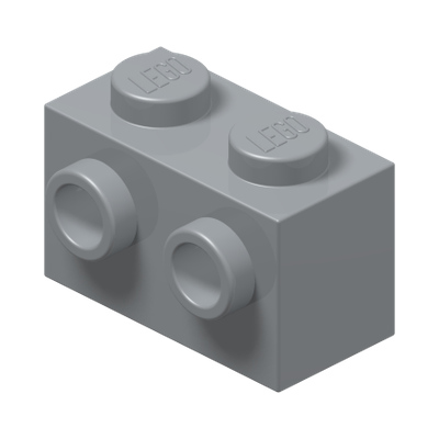 BRICK 1X2 W. FOUR KNOBS · Medium Stone Grey (réf. BrickLink Light Bluish Gray)
