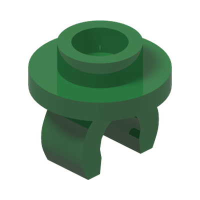 Plate, Round 1 x 1 with Clip on Bottom · Dark Green (réf. BrickLink Green)