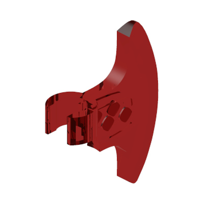 Minifigure, Weapon Axe Head with Clip · LEGO 6471982 (réf. BrickLink 53454) · Couleur BrickLink : Trans-Red