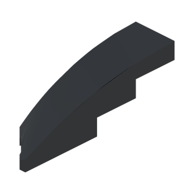 BRICK 1X4X1, HALF BOW W/ CUT, RIGHT · Black (réf. BrickLink Black)