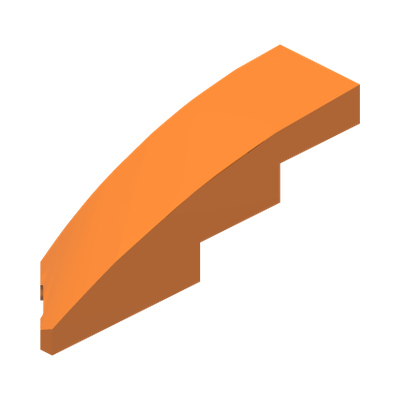 BRICK 1X4X1, HALF BOW W/ CUT, RIGHT · LEGO 6470163 (réf. BrickLink 5414) · Bright Orange (réf. BrickLink Orange)