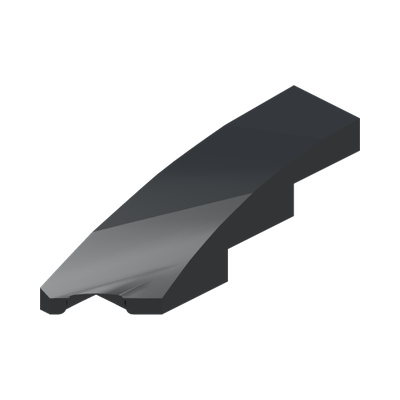 BRICK 1X4X1, HALF BOW W/ CUT, LEFT · LEGO 6477767 (réf. BrickLink 5415) · Black (réf. BrickLink Black)