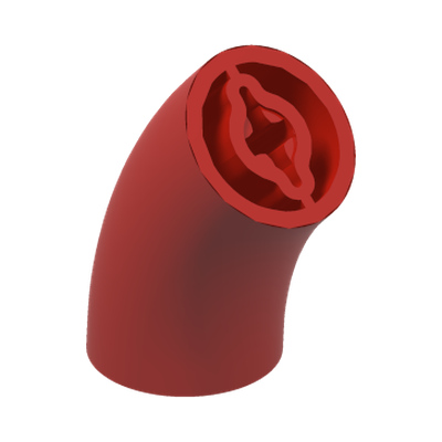 Brick, Round 2 x 2 D. 45 degrees Elbow (27.7mm Standing Height) · LEGO 6510155 (réf. BrickLink 5489) · Couleur BrickLink : Red