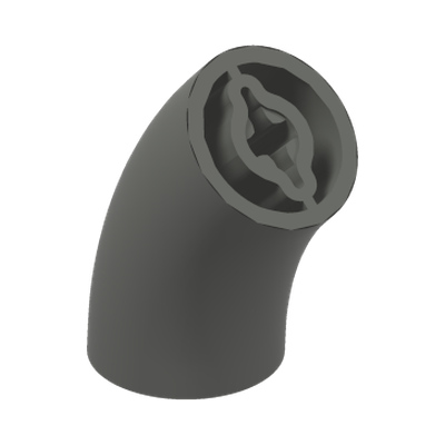 Brick, Round 2 x 2 D. 45 degrees Elbow (27.7mm Standing Height) · Couleur BrickLink : Dark Bluish Gray