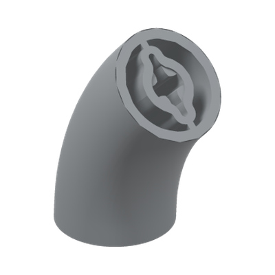 Brick, Round 2 x 2 D. 45 degrees Elbow (27.7mm Standing Height) · Couleur BrickLink : Light Bluish Gray