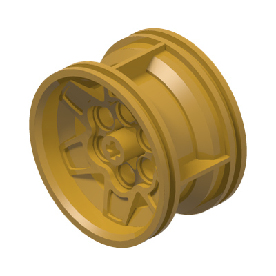 Wheel 43.2mm D. x 26mm Technic Racing Small, 6 Pin Holes · Couleur BrickLink : Pearl Gold