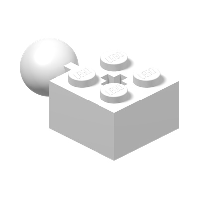 BRICK 2X2 W/ BALL Ø 10.2 · LEGO 6307640 (réf. BrickLink 57909b) · White (réf. BrickLink White)