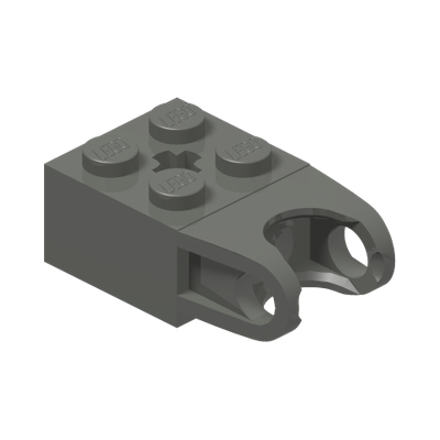 Technic, Brick Modified 2 x 2 with Ball Socket and Axle Hole - Angled Forks with Round Ends and Open Sides · LEGO 4497254 (réf. BrickLink 57910) · Couleur BrickLink : Dark Bluish Gray