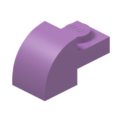 Slope, Curved 2 x 1 with Recessed Stud · Medium Lavender (réf. BrickLink Medium Lavender)