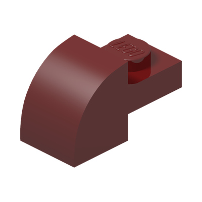 Slope, Curved 2 x 1 with Recessed Stud · Couleur BrickLink : Dark Red