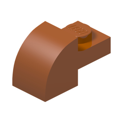 Slope, Curved 2 x 1 with Recessed Stud · Couleur BrickLink : Dark Orange
