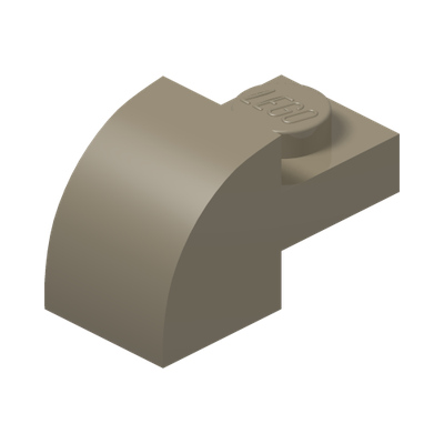 Slope, Curved 2 x 1 with Recessed Stud · Couleur BrickLink : Dark Tan