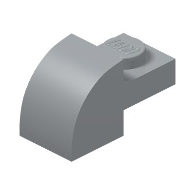 Slope, Curved 2 x 1 with Recessed Stud · Couleur BrickLink : Light Bluish Gray