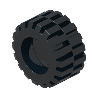 Tire 21mm D. x 12mm - Offset Tread Small Wide · LEGO 601526 (réf. BrickLink 6015) · Couleur BrickLink : Black